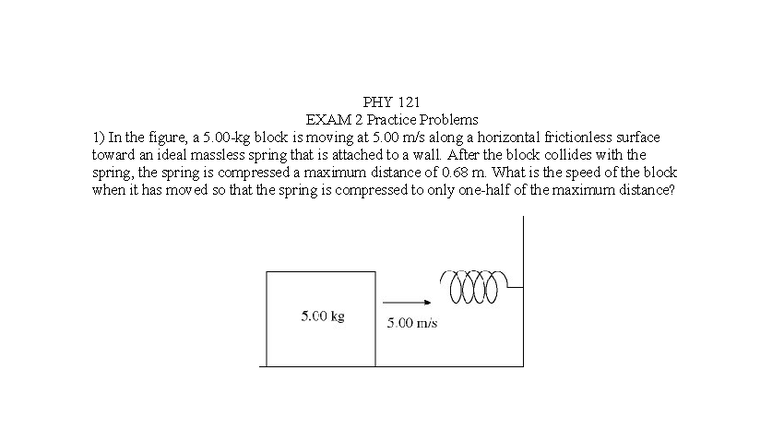 PHY 121 Exam 2 Practice Problems and Solutions - Studocu