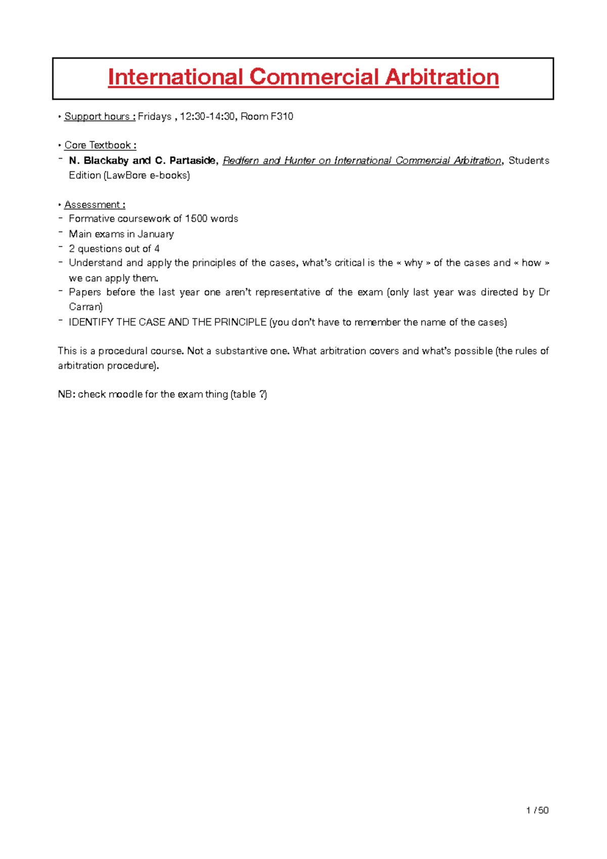 LU3074 ICA LGS 10B revision notes for international commercial ...