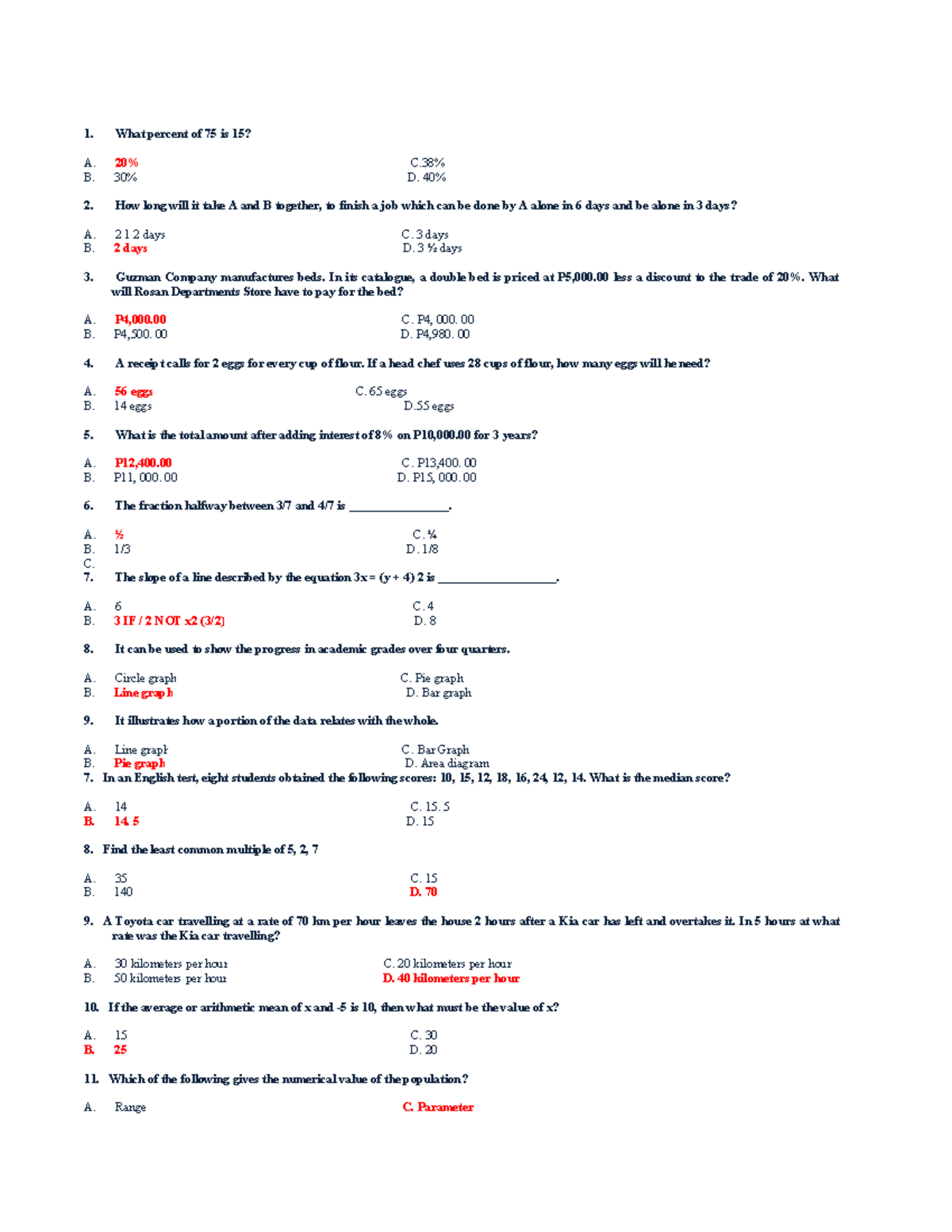 GEN ED - 1111 Math Practice Questions and Solutions - Studocu