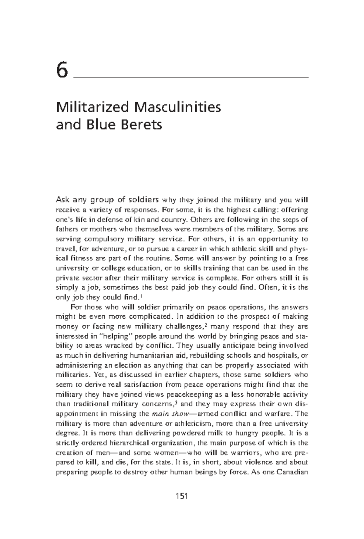 Militarized Masculinities and PTSD in Peacekeeping Roles: A Critical ...