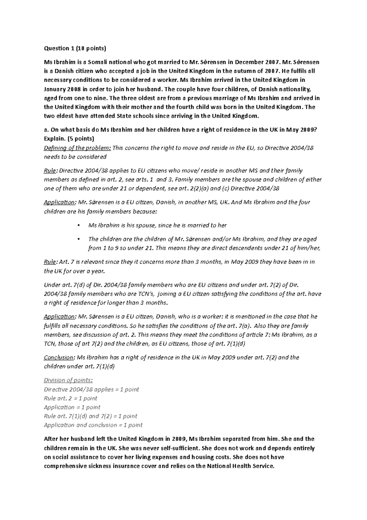 EU Law Mock Exam (LW101): Questions with Model Answers - Studeersnel