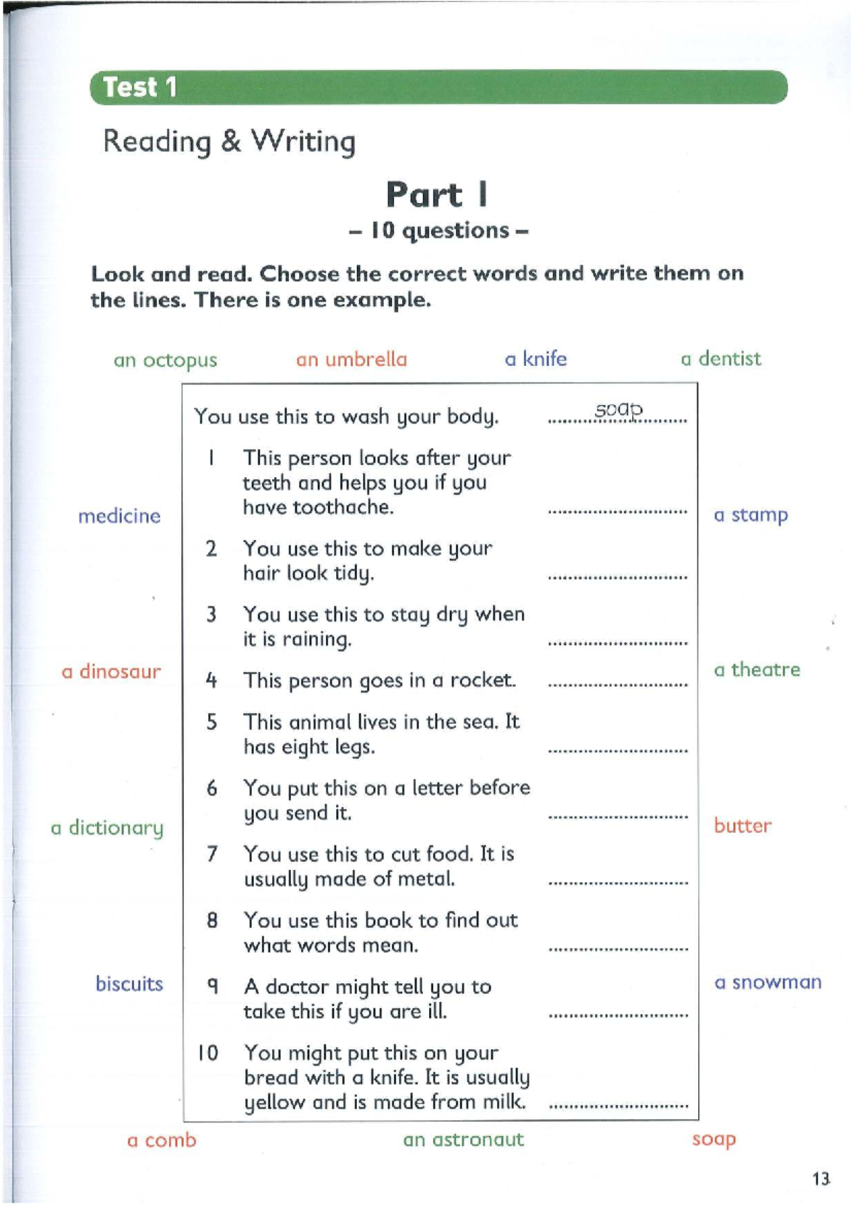 Test 1 Reading & Writing (Parts 1-6) - 10 Questions Each - Studocu
