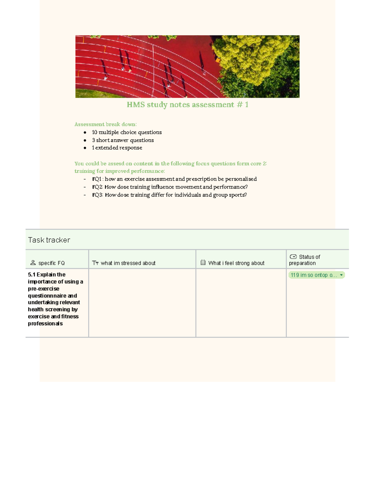 HMS Study Notes - Assessment 1 Breakdown and Focus Questions - Studocu