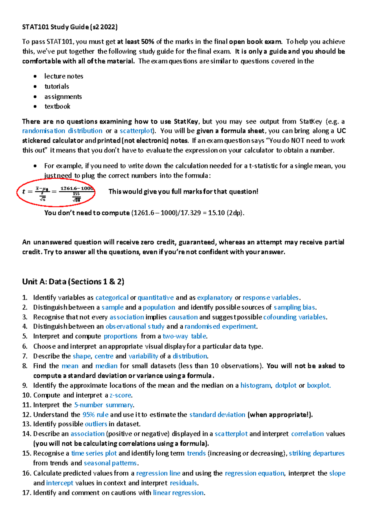 STAT101 Study Guide - To help you achieve this, we’ve put together the ...