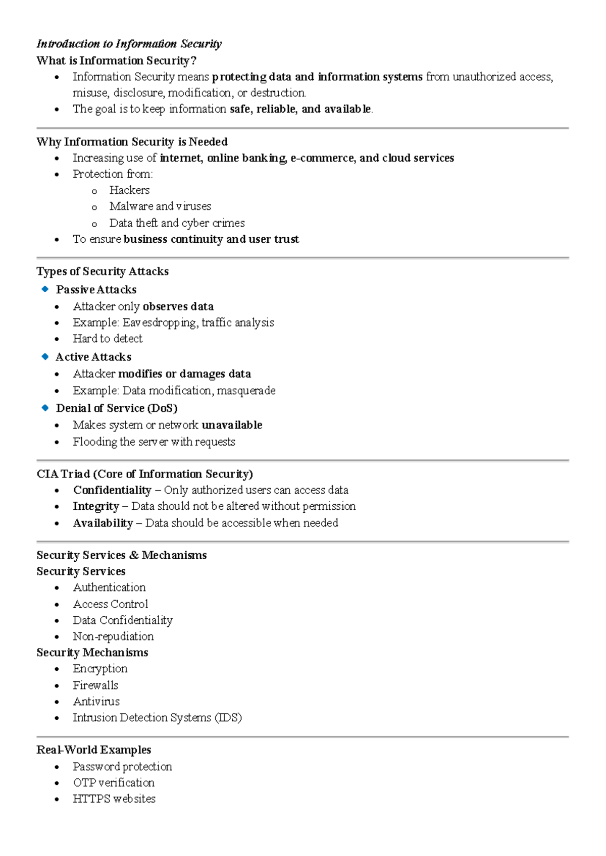 Introduction to Information Security (Unit-1) Overview and Key Concepts ...