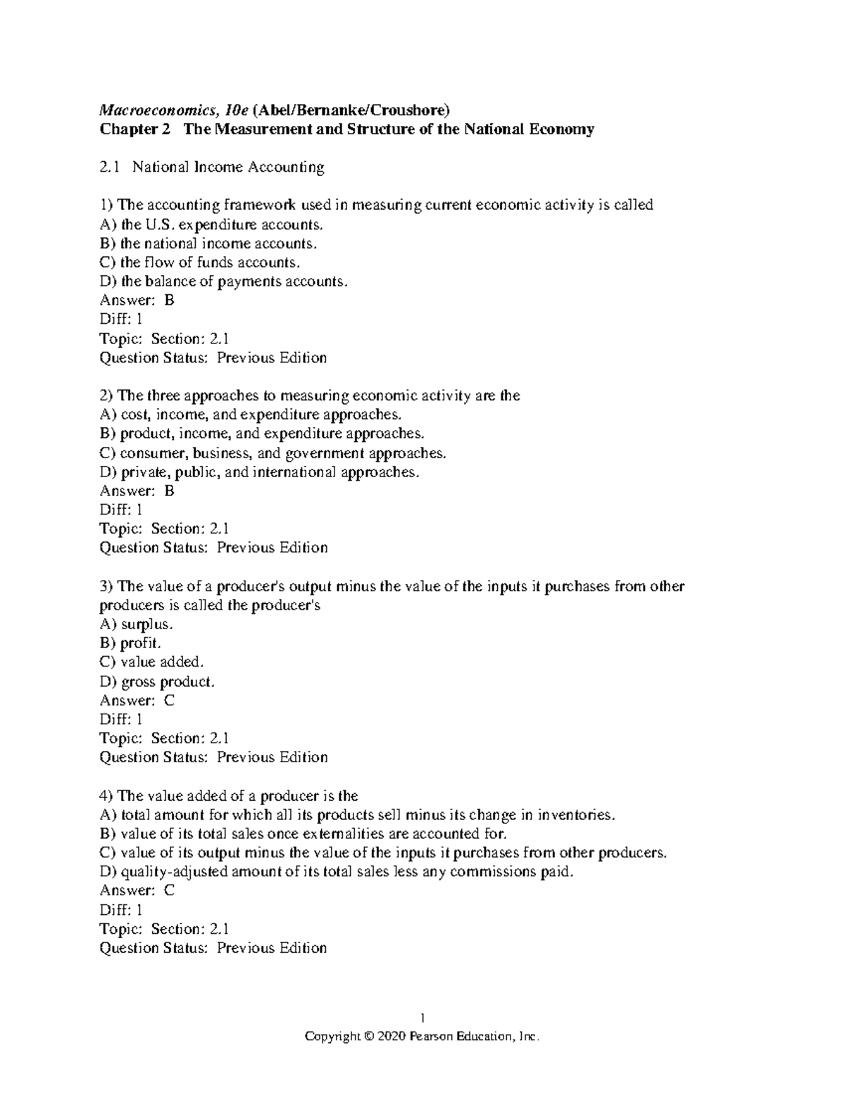 Macroeconomics 10E Chapter 2 Study Guide: National Income Accounting ...
