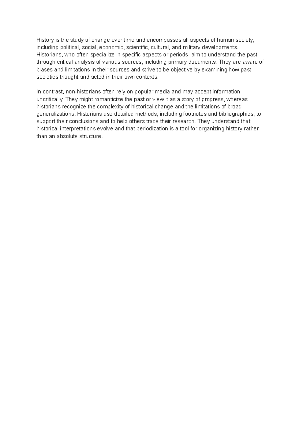 Understanding History: A Critical Analysis of Change Over Time - Studocu