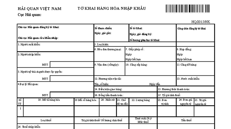 Mẫu Tờ Khai Hải Quan Nhập Khẩu - Hướng Dẫn Chi Tiết - Studocu