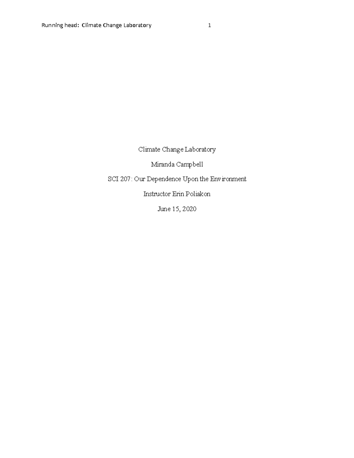 SCI 207: Week 4 Laboratory Report on Climate Change Effects - Studocu