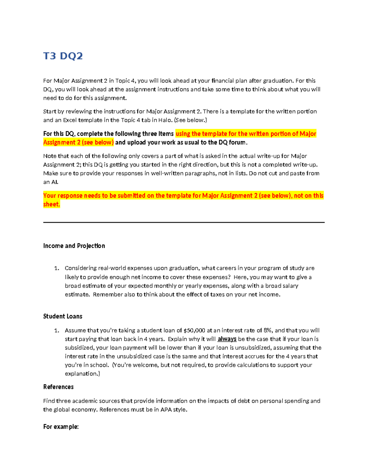 T3 DQ2: Financial Planning Insights for Major Assignment 2 - Studocu