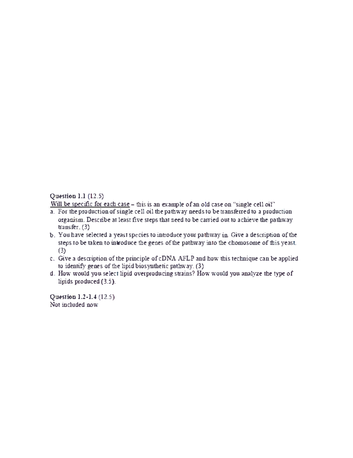 AMM-Example-Exam: Pathway Transfer & Lipid Biosynthesis Techniques ...