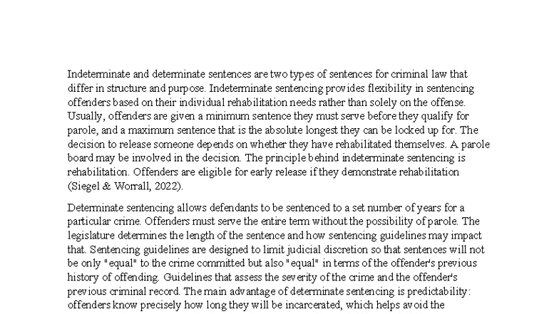 Criminal Law: Indeterminate vs. Determinate Sentencing Analysis - Studocu