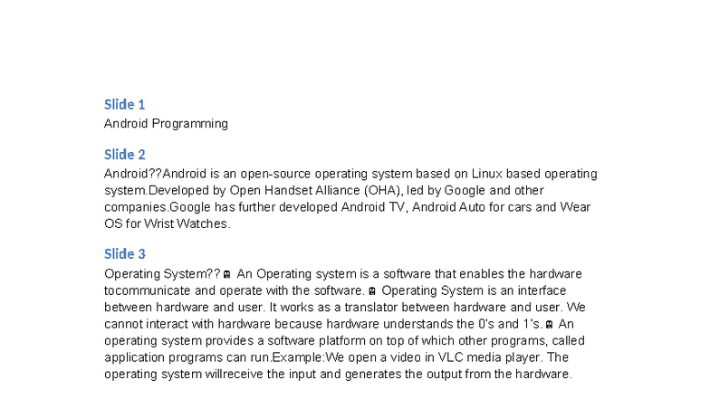 Android Programming Notes: Overview and Key Concepts - Studocu