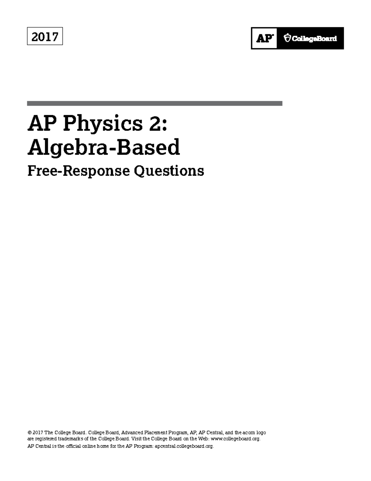 2017 AP Physics 2: Free-Response Questions and Solutions - Studocu