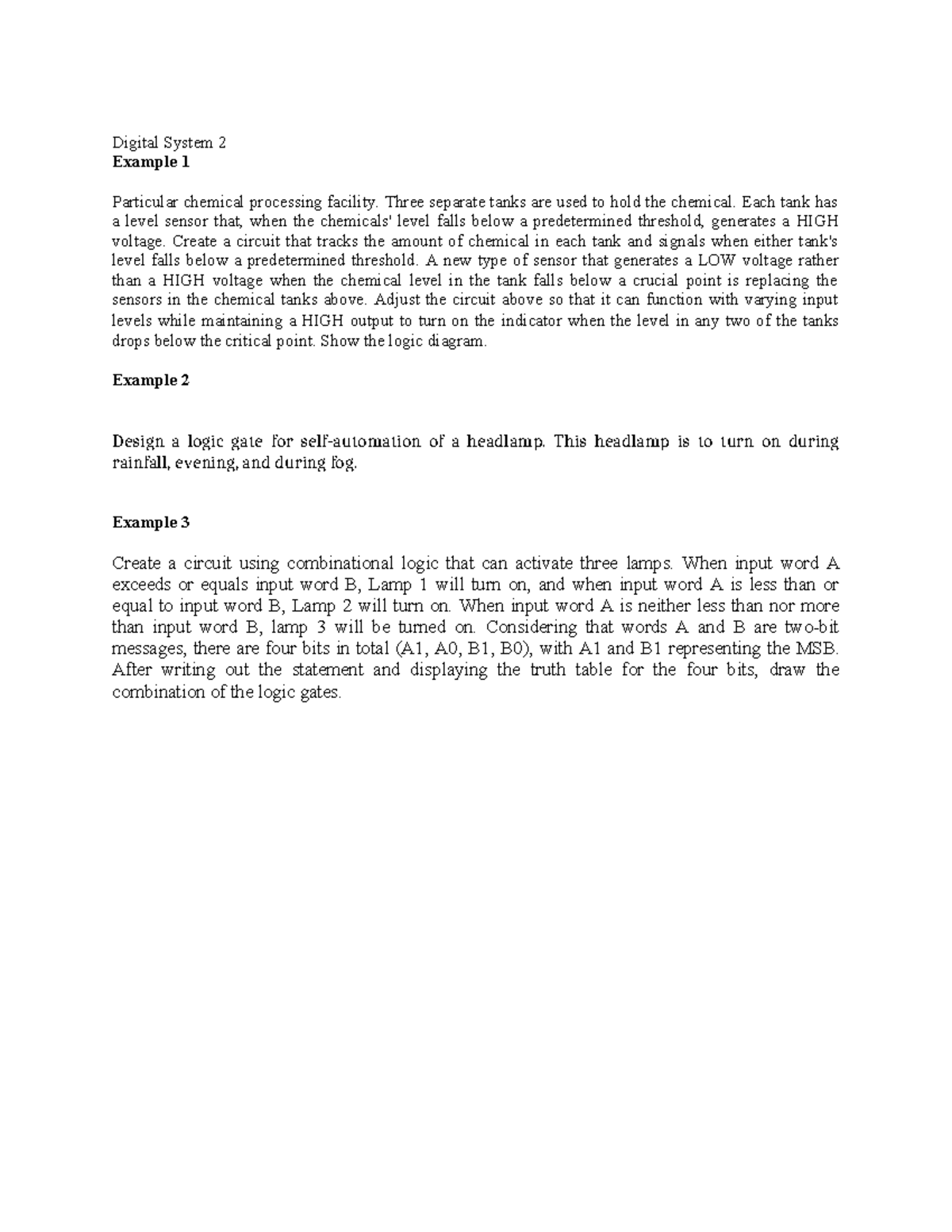 Digital System 2: Example 3 Logic Expression and Circuit Design - Studocu