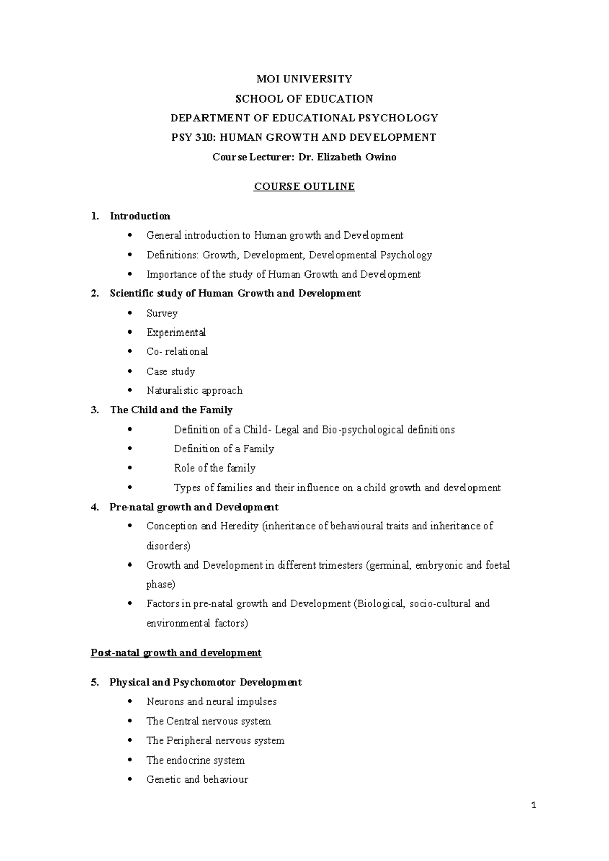PSY 310 - Comprehensive Notes on Human Growth and Development - Studocu