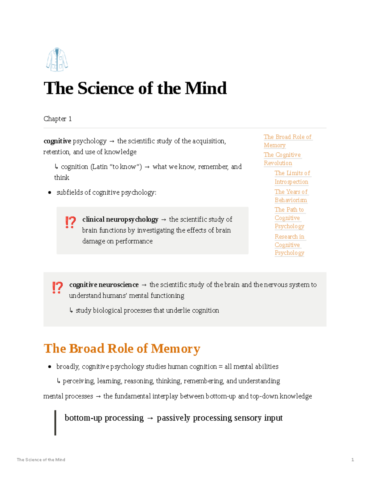 Chapter 1 Summary: Key Concepts in Cognitive Psychology - Studeersnel