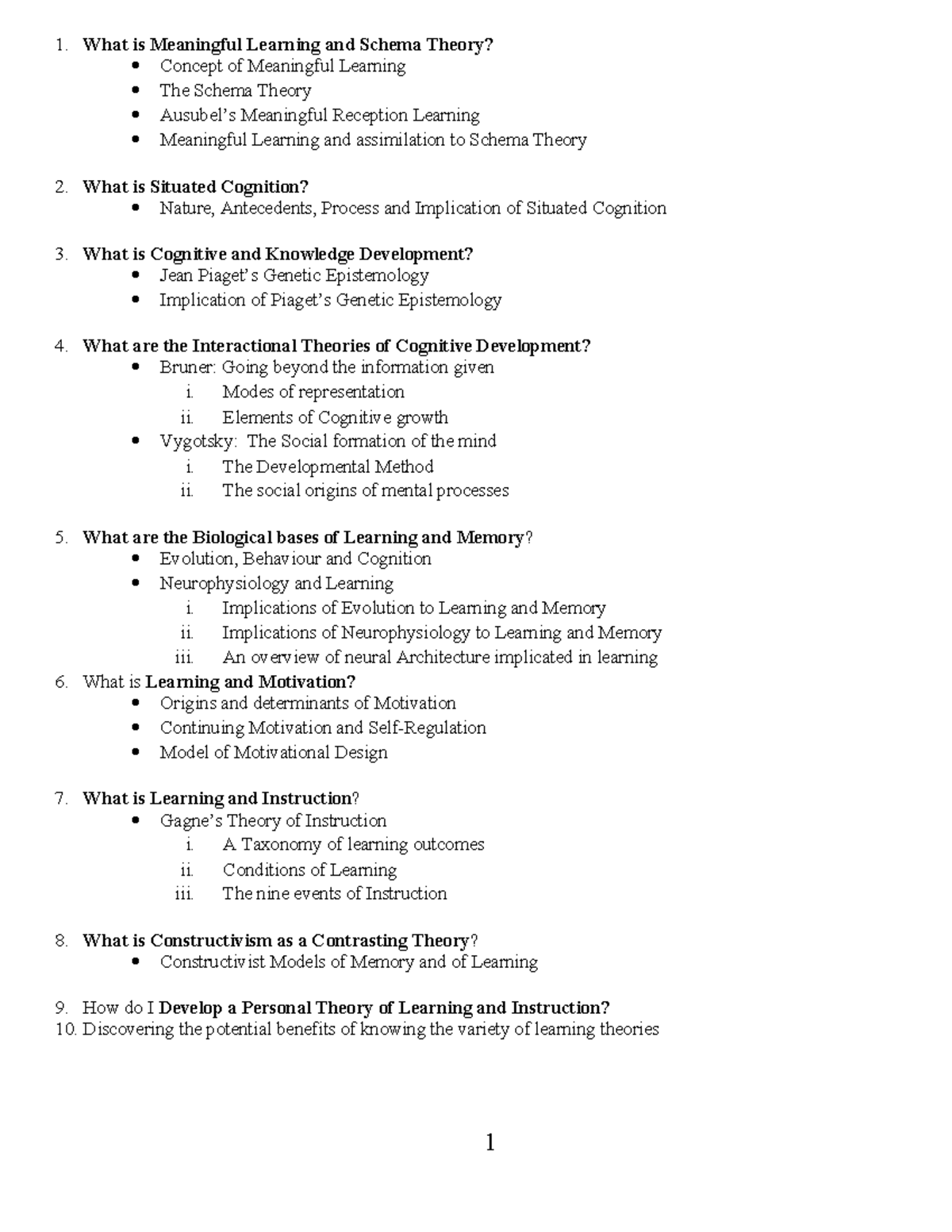 Learning Theories and Instructional Strategies Overview (EDUC 101 ...