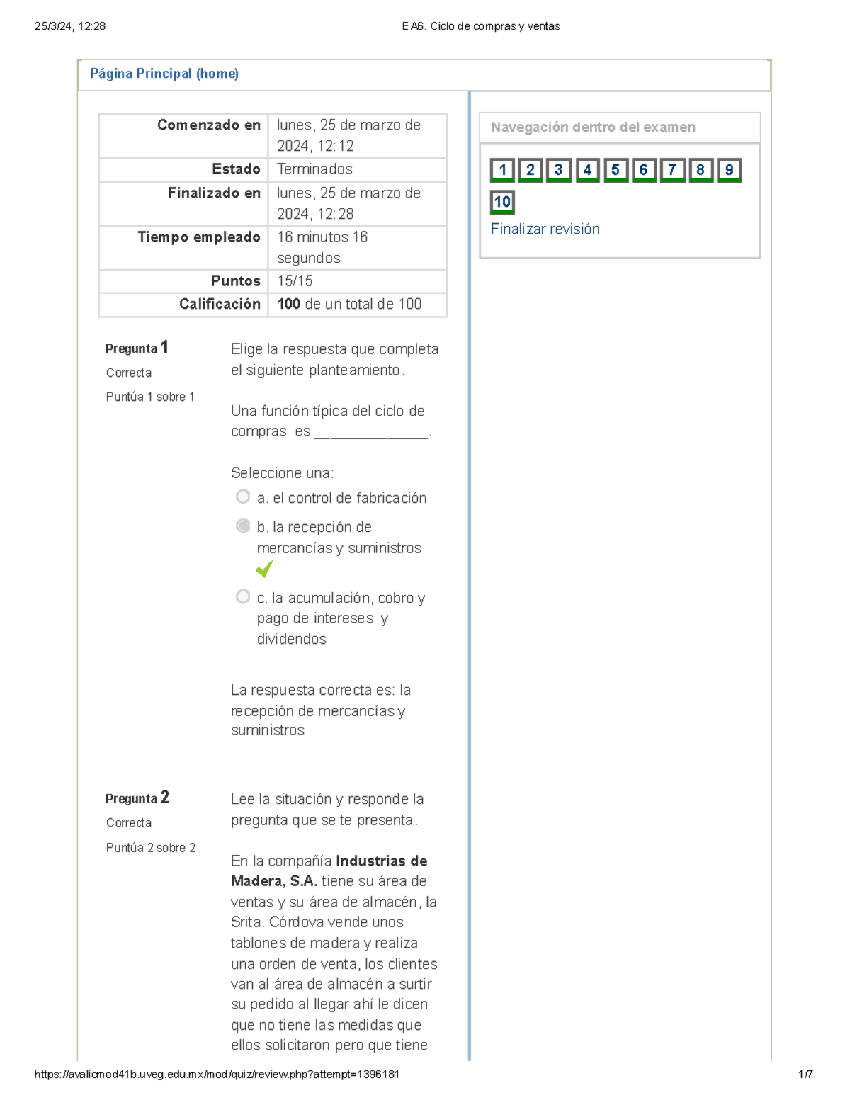 Examen EA6: Análisis del Ciclo de Compras y Ventas - Studocu