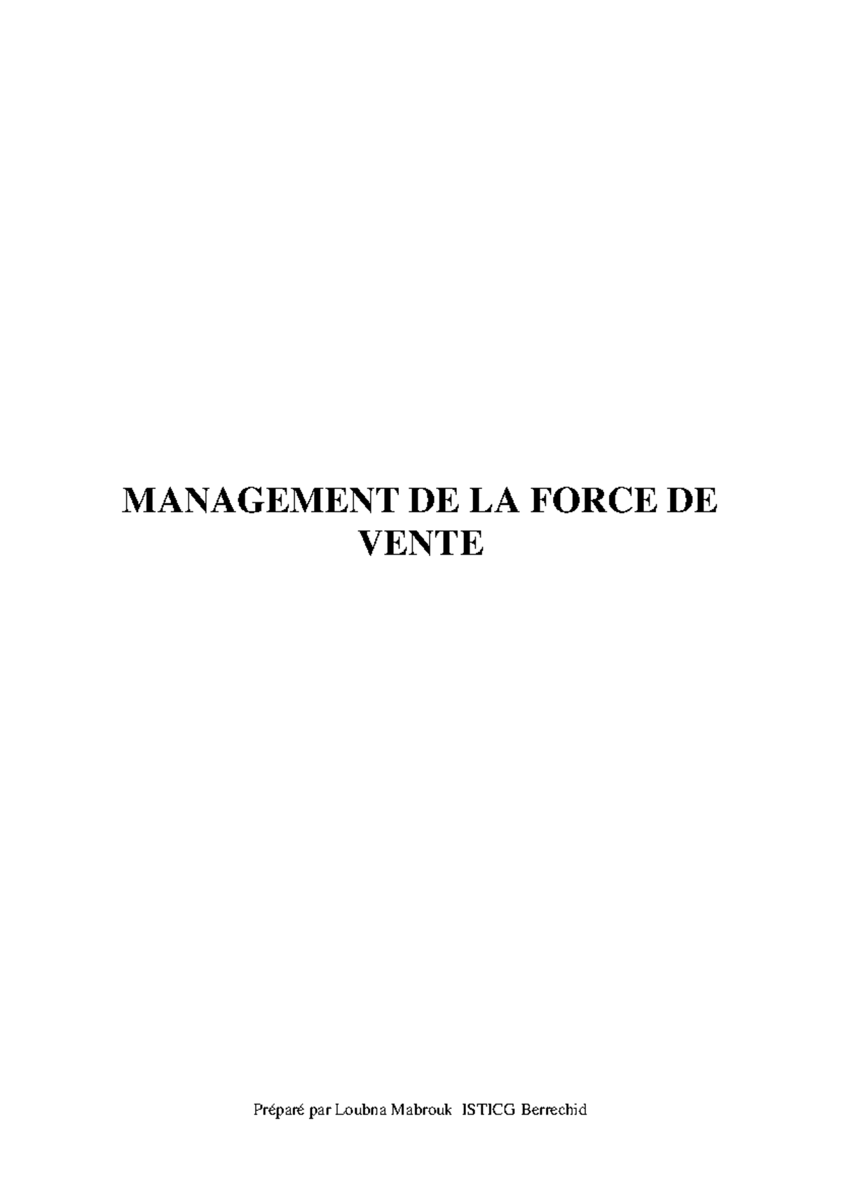 Résumé sur le Management de la Force de Vente - Final 022021 - Studocu