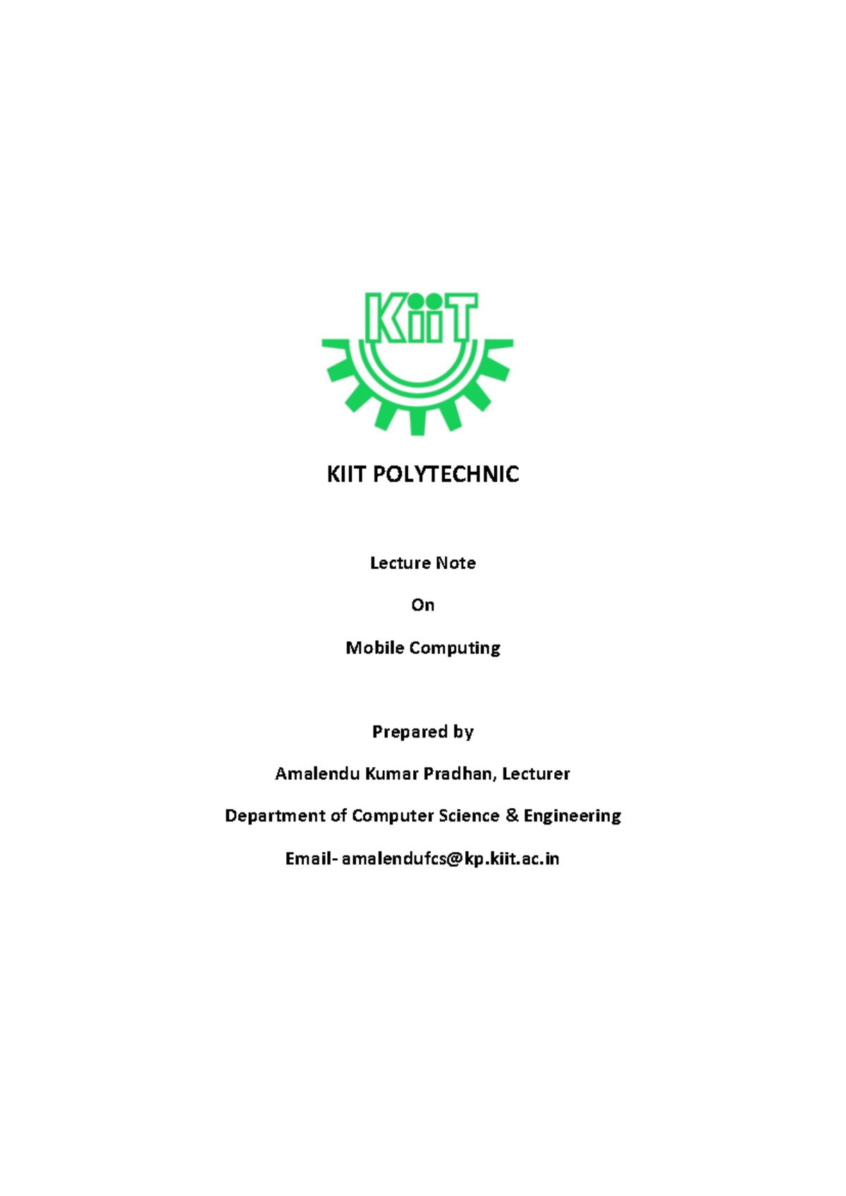 SM 5th-SEM Cse Mobile Computing Lecture Notes on Cloud & Wireless Tech ...