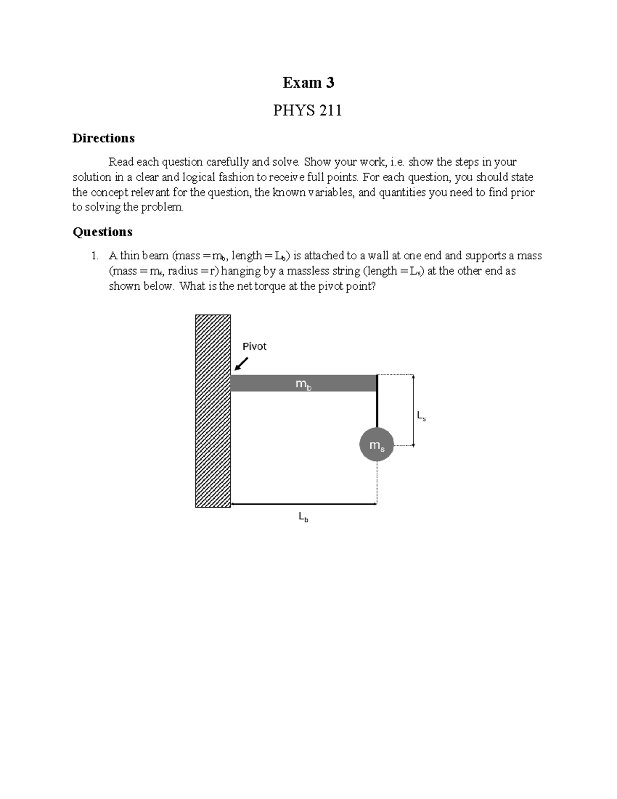 Practice Exam 3 PHYS 211: Torque, Momentum & Forces - Studocu