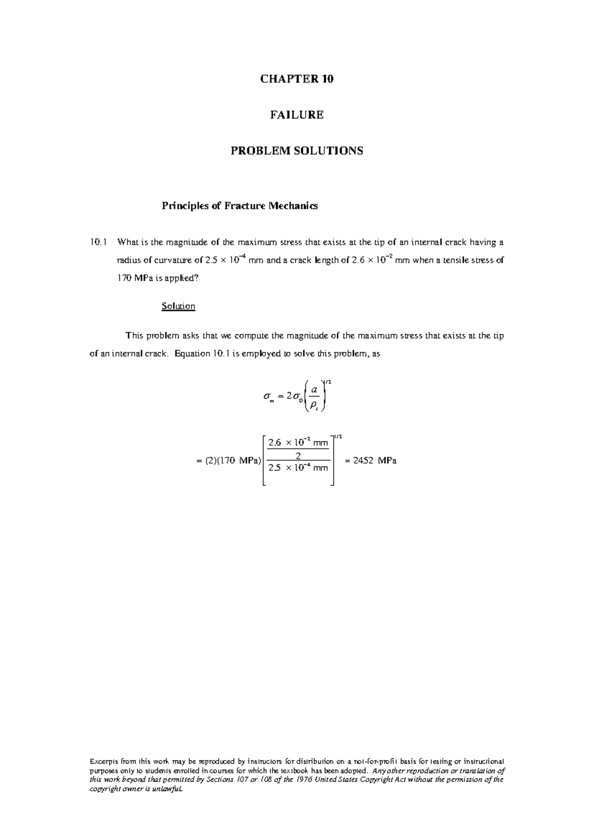 Ch10 - Problem solution - Excerpts from this work may be reproduced by ...
