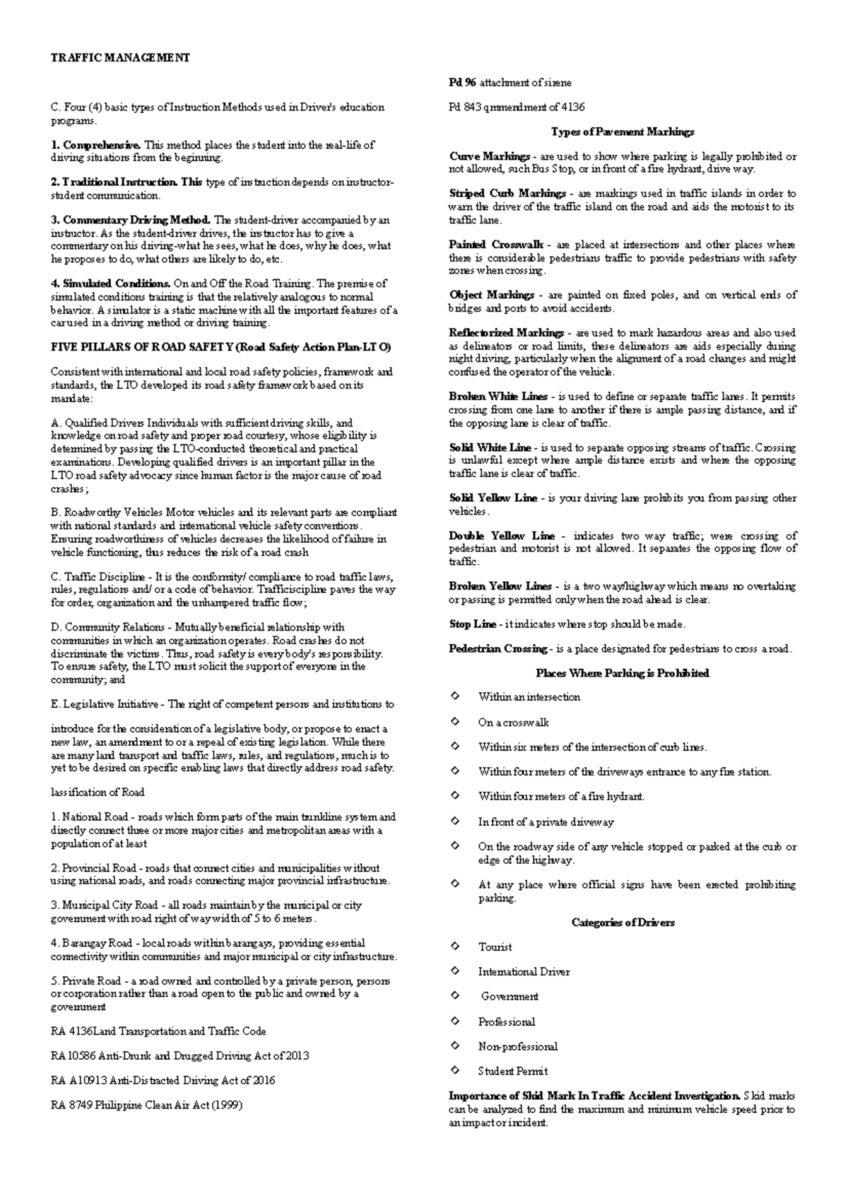 Traffic Management Pd 96: Instruction Methods & Road Safety Framework ...
