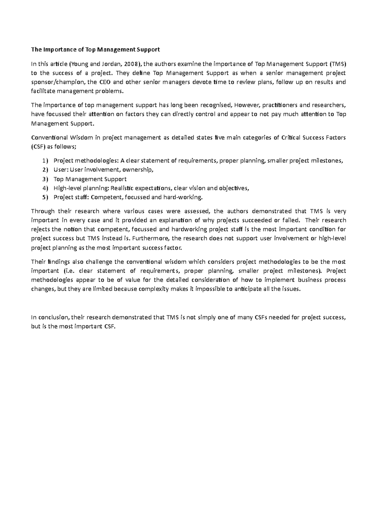 The Critical Role of Top Management Support (TMS) in Project Success ...