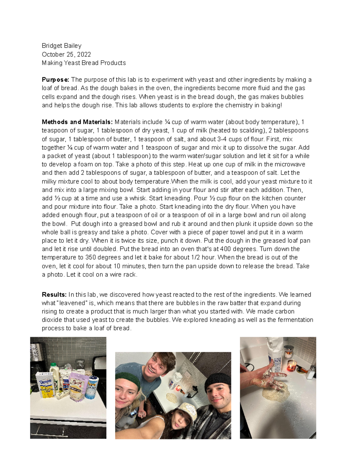 Bread Lab - Baking Yeast Bread Assignment (Course Code: BL101) - Studocu