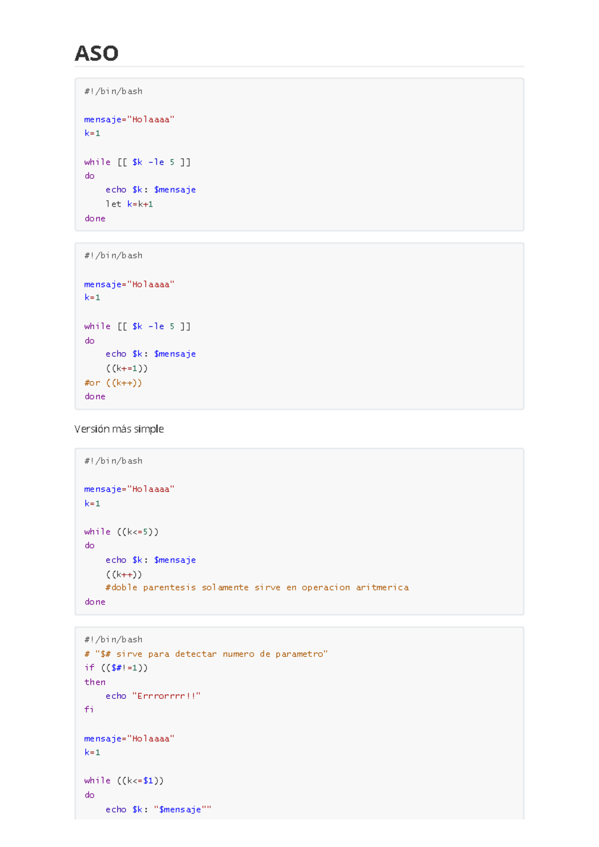 Bash - comandos para repasar cómo crear script - ASO Versión más simple ...