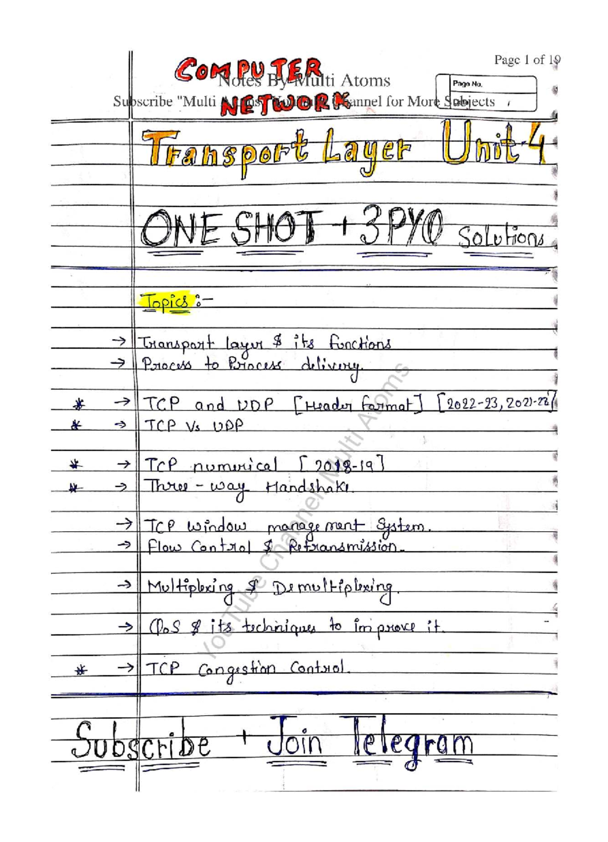 Transport Layer Overview and TCP/UDP Functions - CN UNIT 4 Notes - Studocu