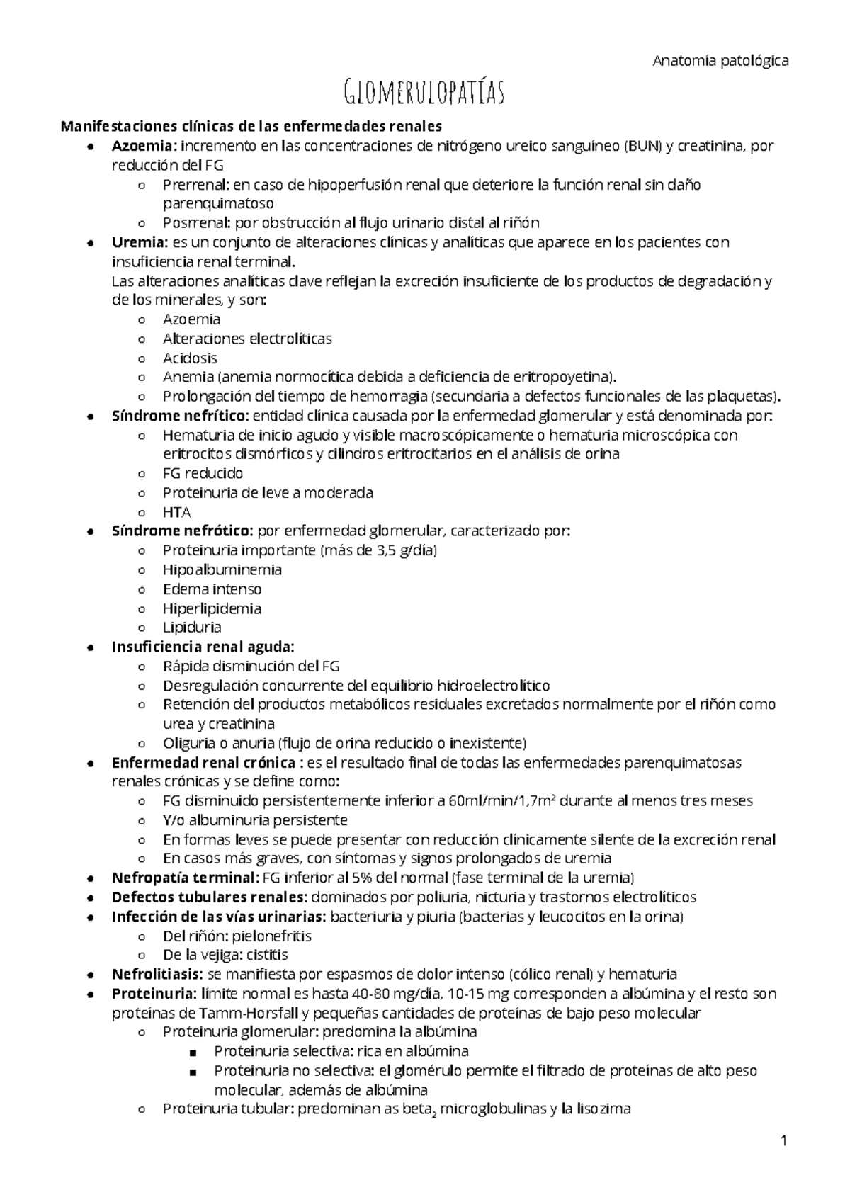 Resumen de Glomerulopatías - Robbins y Cotran - Patología Renal - Document Preview