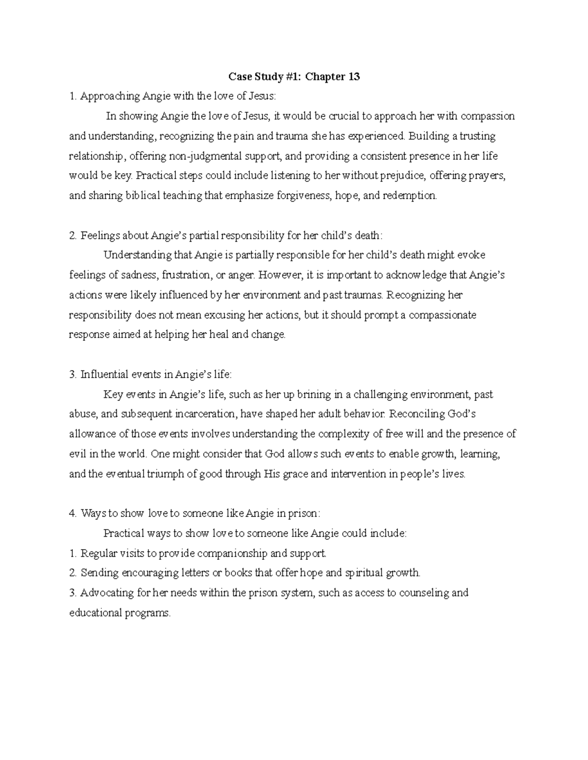 Case Study #1: Understanding and Supporting Angie in Chapter 13 - Studocu