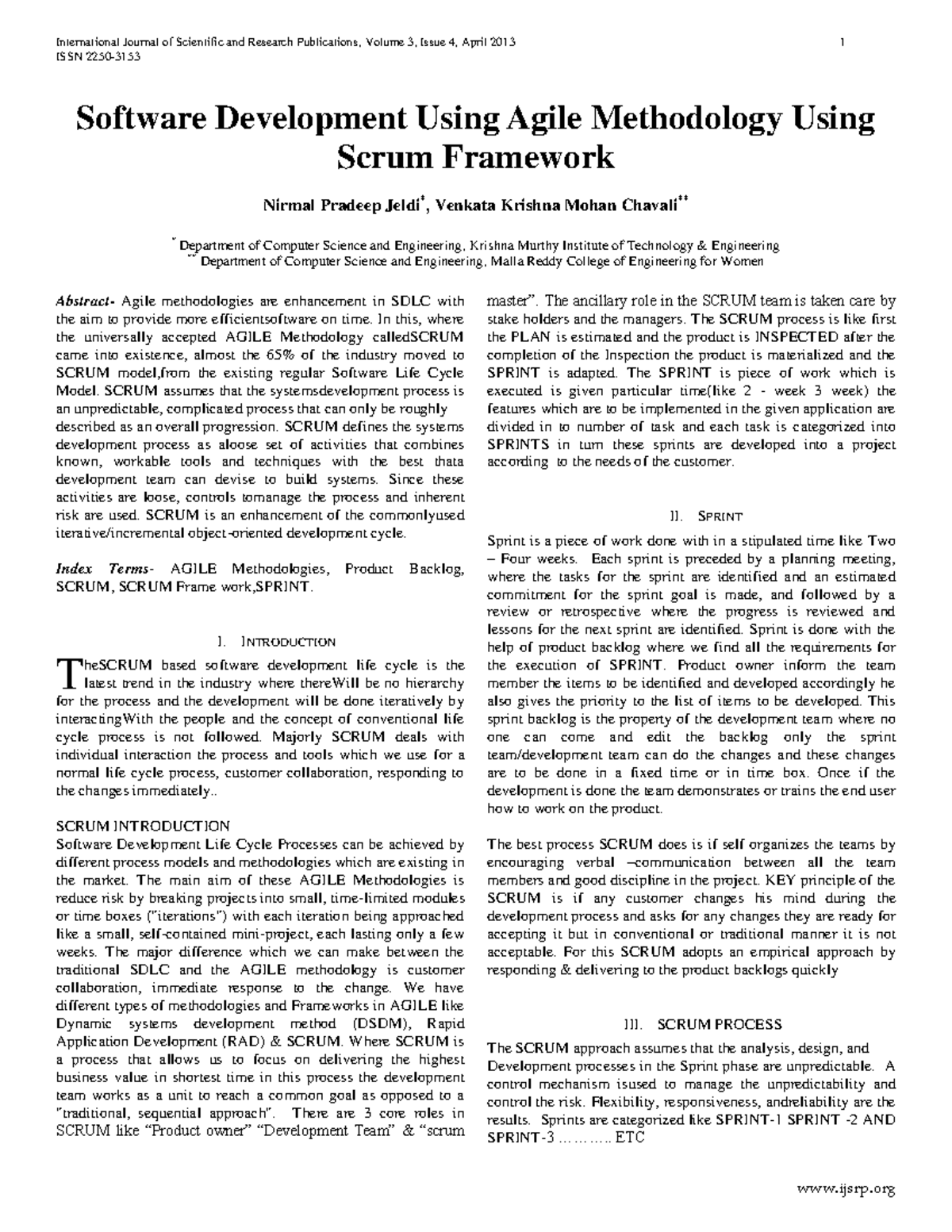 2 Paper Scrum Model - International Journal of Scientific and Research ...