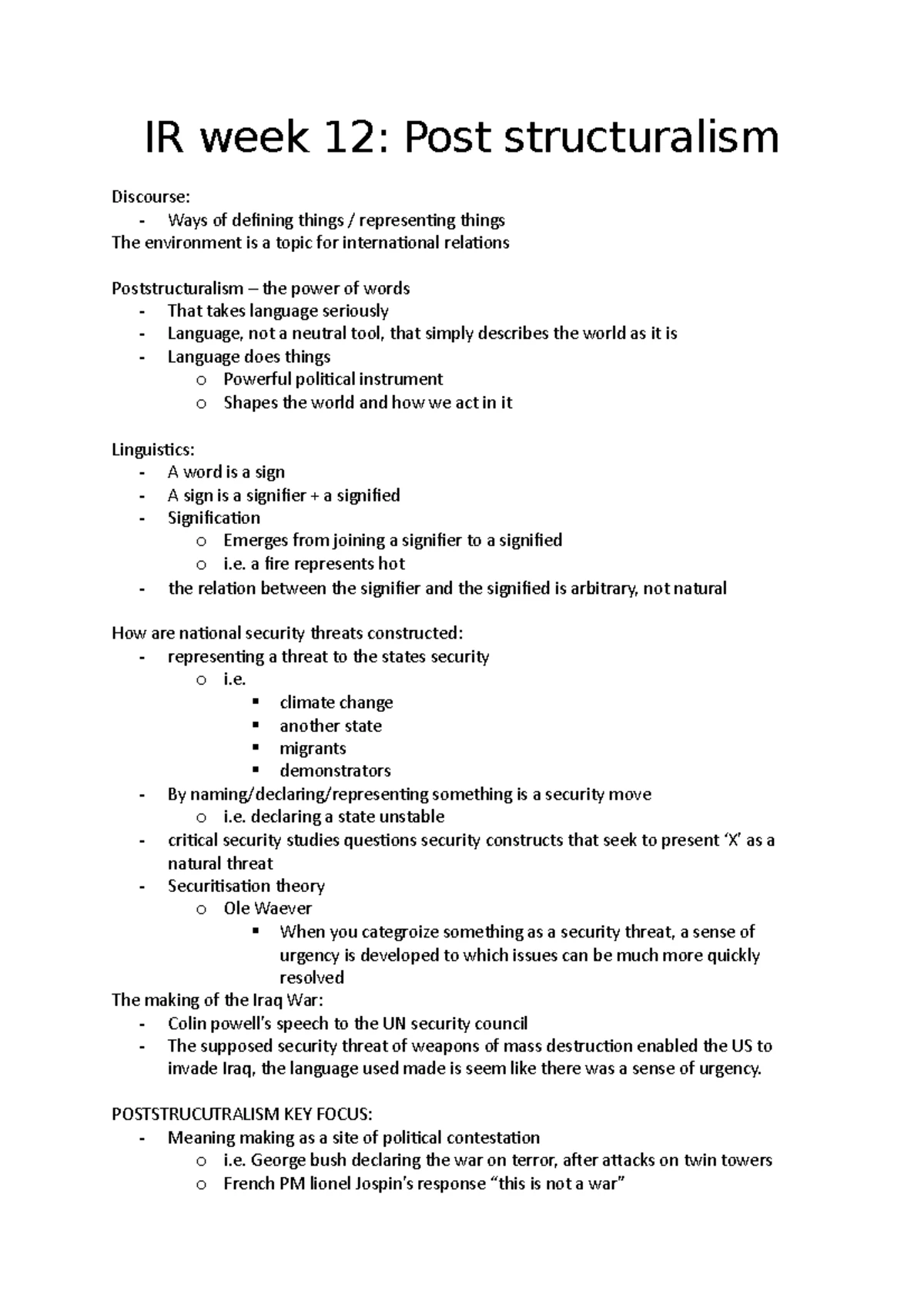 Govt1621 l6 - lecture 6 notes - The International System is built on ...