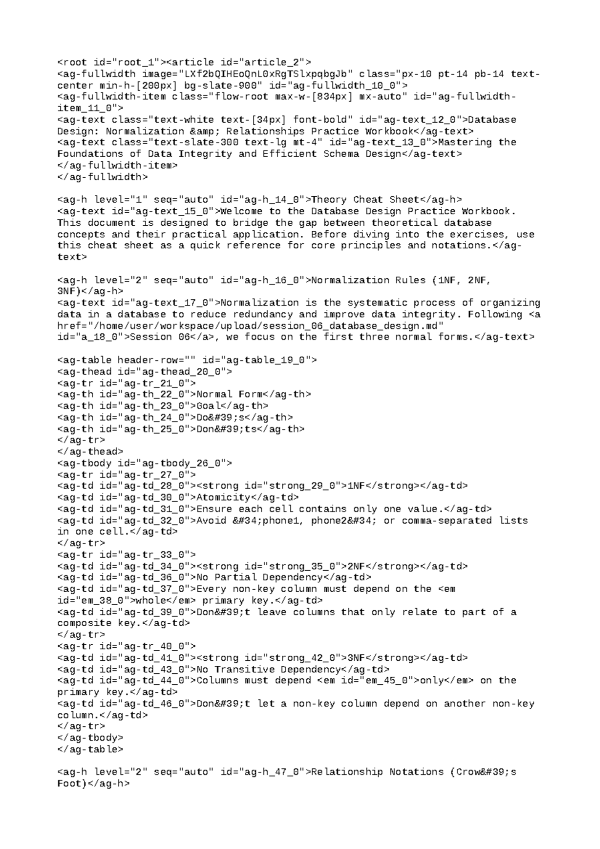 SQL Practice Workbook: Normalization & Relationships Guide - Studocu