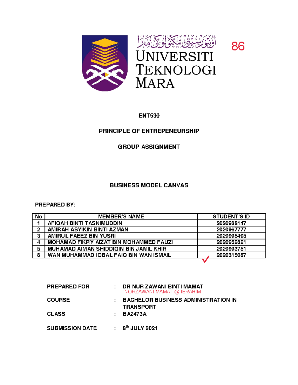 86 ENT530 Group Assignment: Business Model Canvas for Food Services Sdn ...