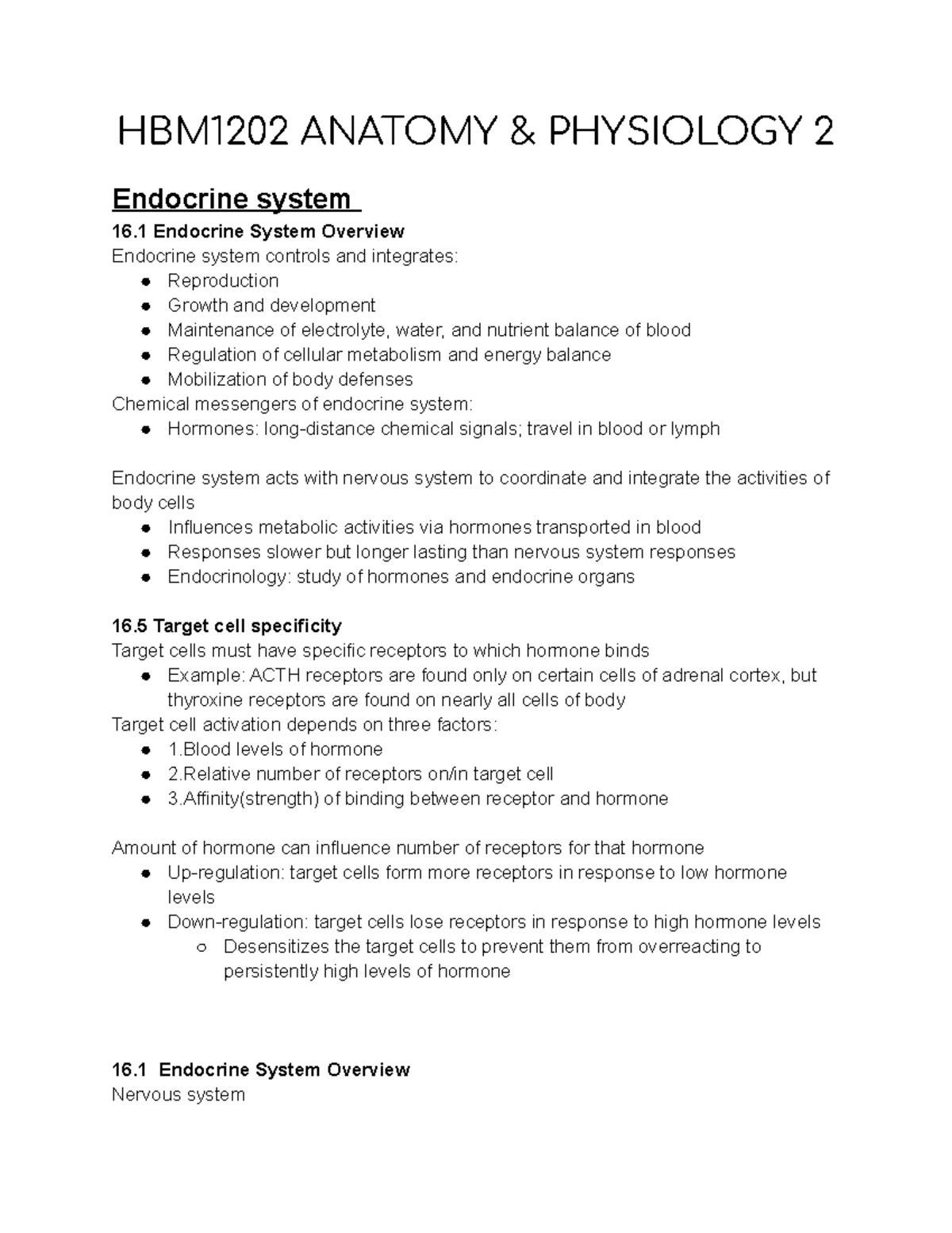 HBM1001 Anatomy & Physiology 1 - HBM1001 ANATOMY & PHYSIOLOGY 1 Body ...