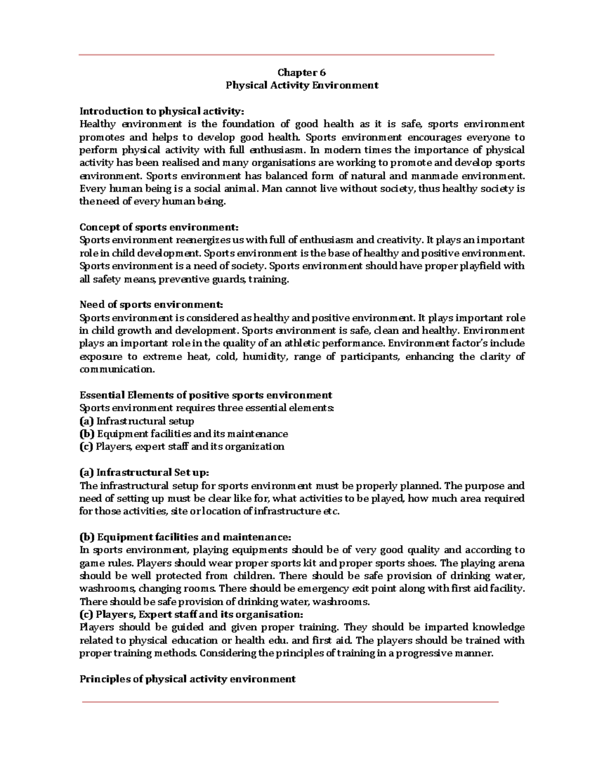 PE CH 6 - Practice Questions & Short Notes on Physical Activity ...