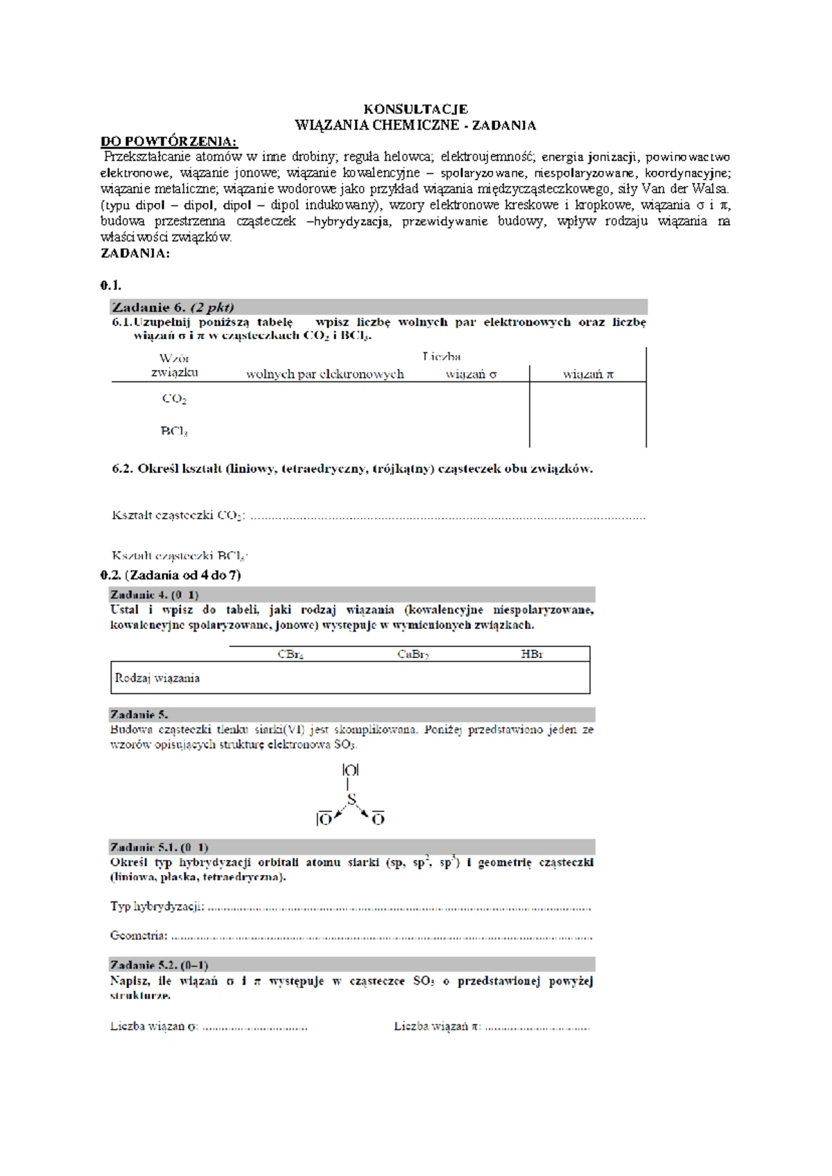Wiązania Chemiczne Zadania Liceum Pdf