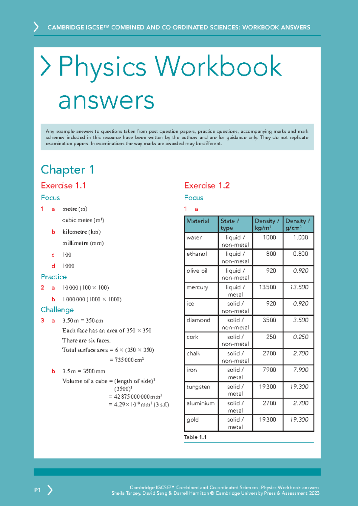 CAMBRIDGE COMBINED AND SCIENCES: PHYSICS WORKBOOK ANSWERS - Studocu