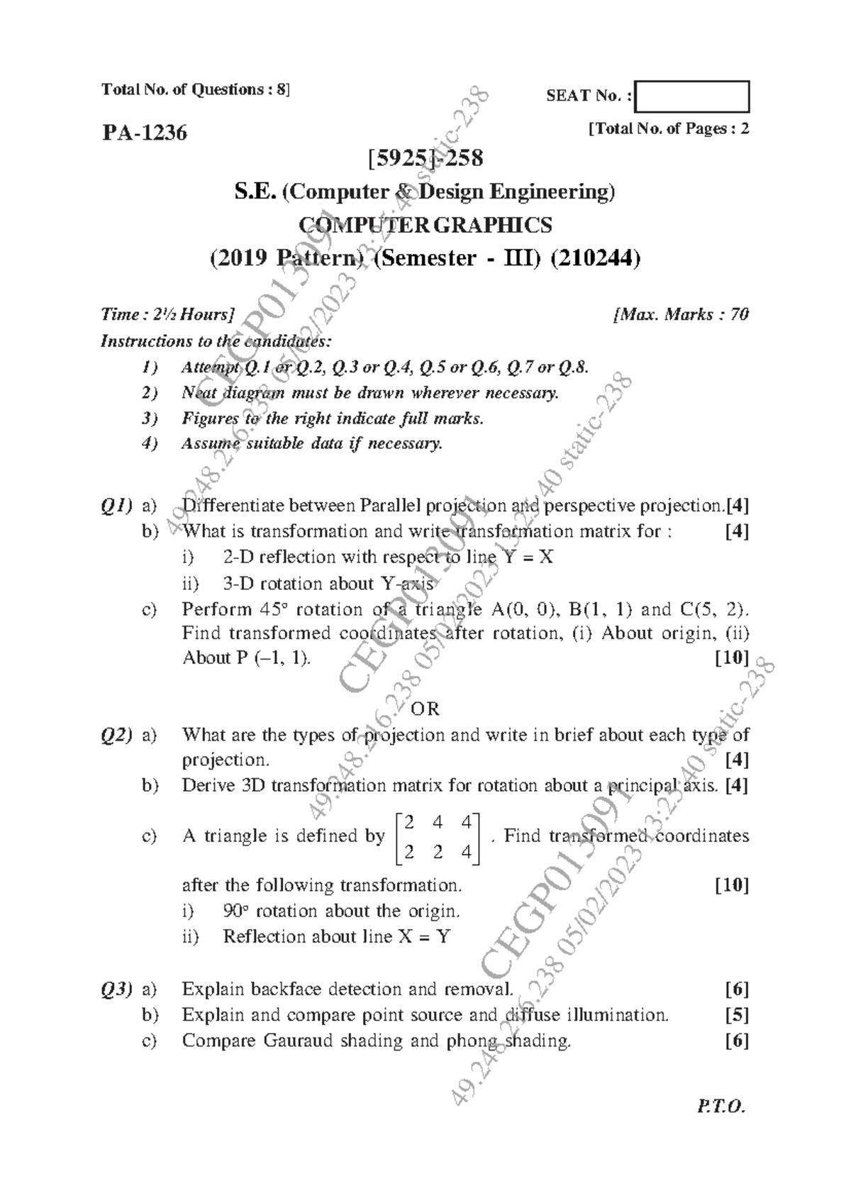 CG (210244) Computer Graphics End Semester Exam Notes - Studocu