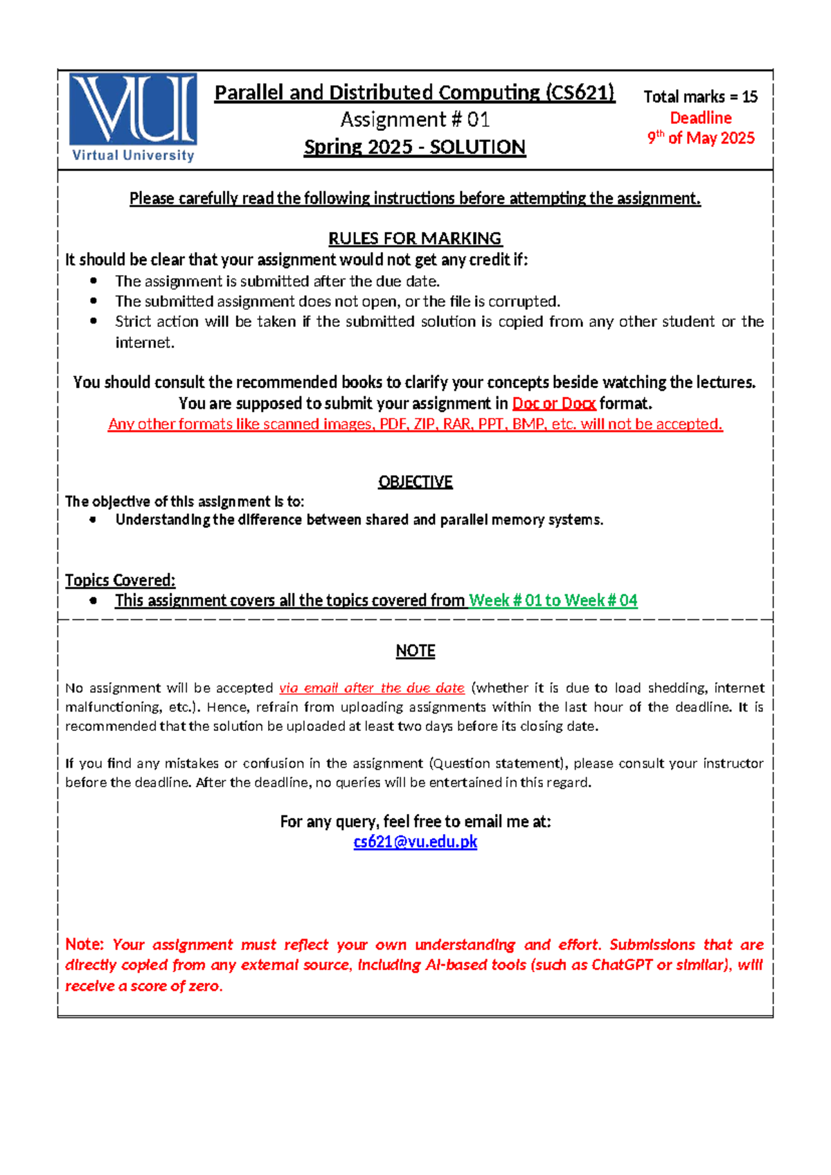 CS621 Spring 2025 Assignment 01 SOLUTION: Parallel vs. Distributed ...