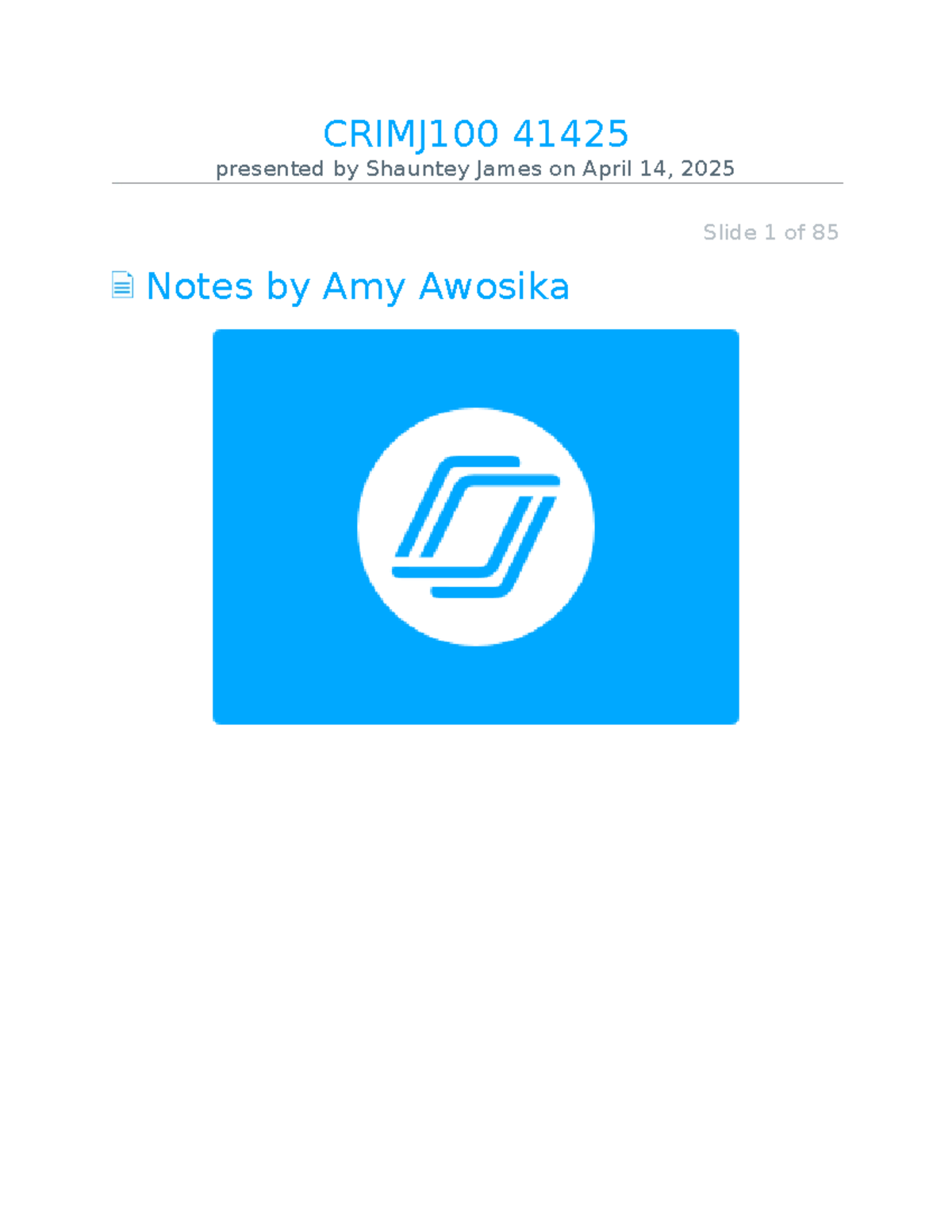 CRIMJ100 41425 Mock Trial Presentation Notes by Shauntey James ...