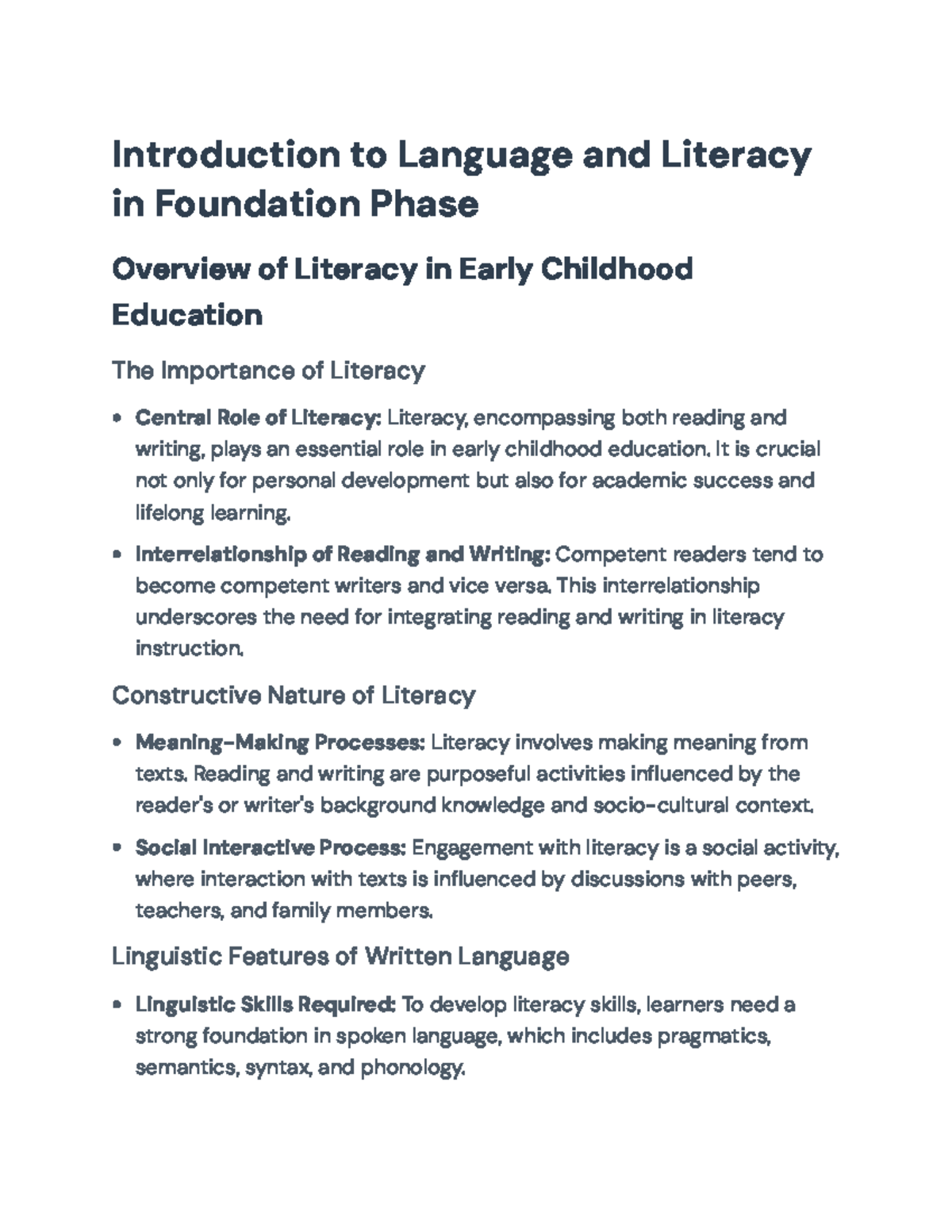 Understanding Language and Literacy Teaching in Early Childhood ...