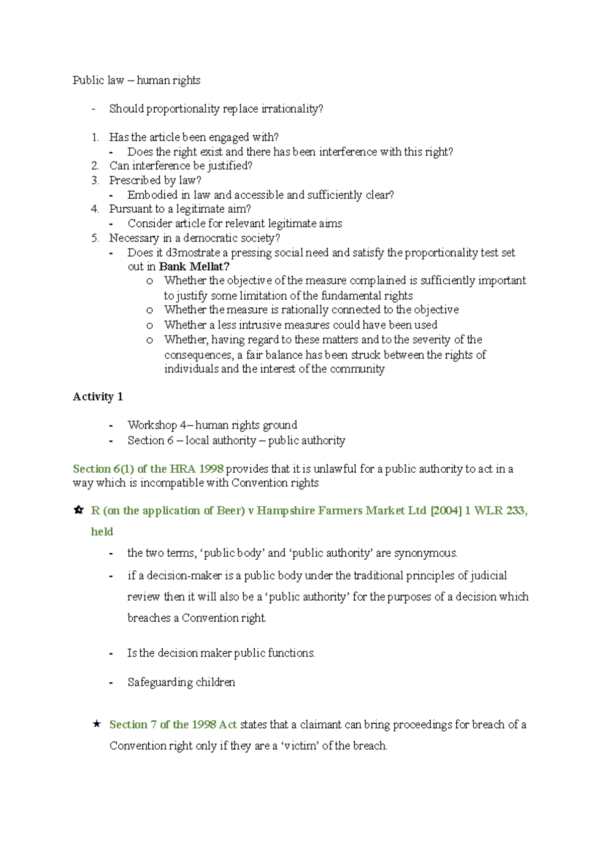 Public law Human rights act - Public law – human rights Should ...