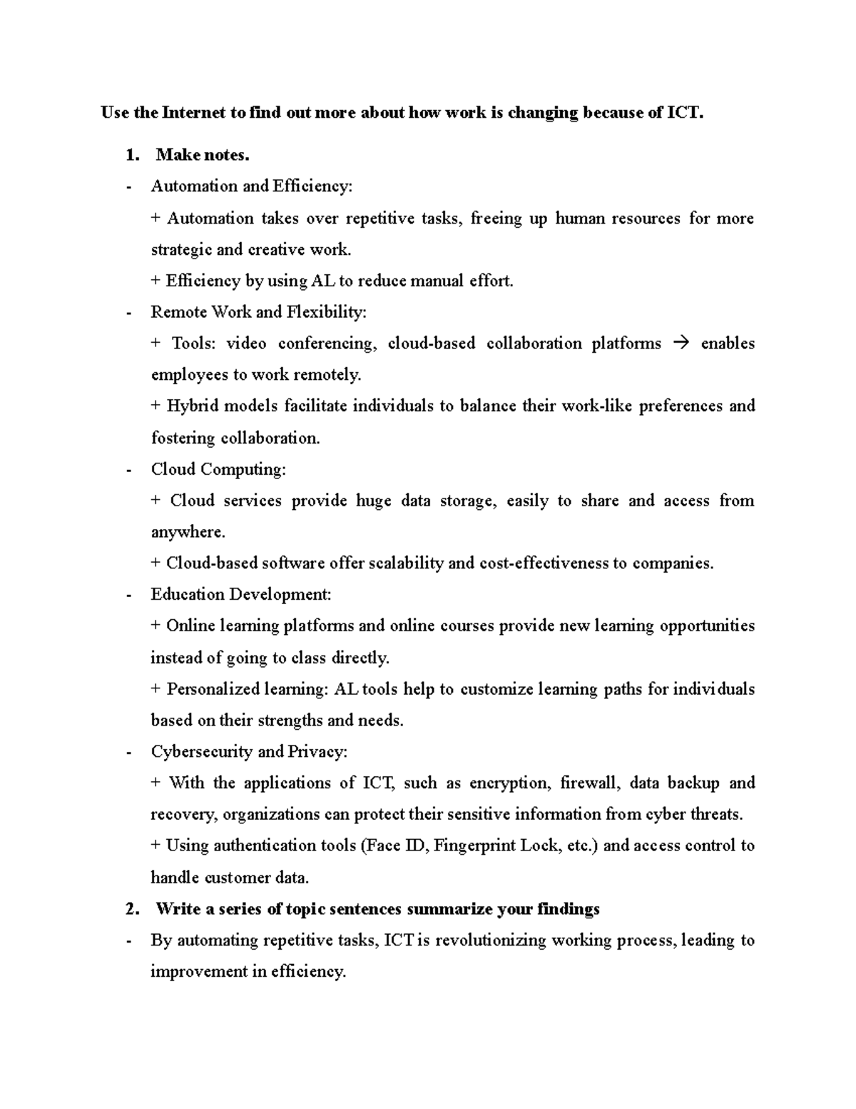 ICT Impact on Workplace Transformation: Key Insights and Findings - Studocu