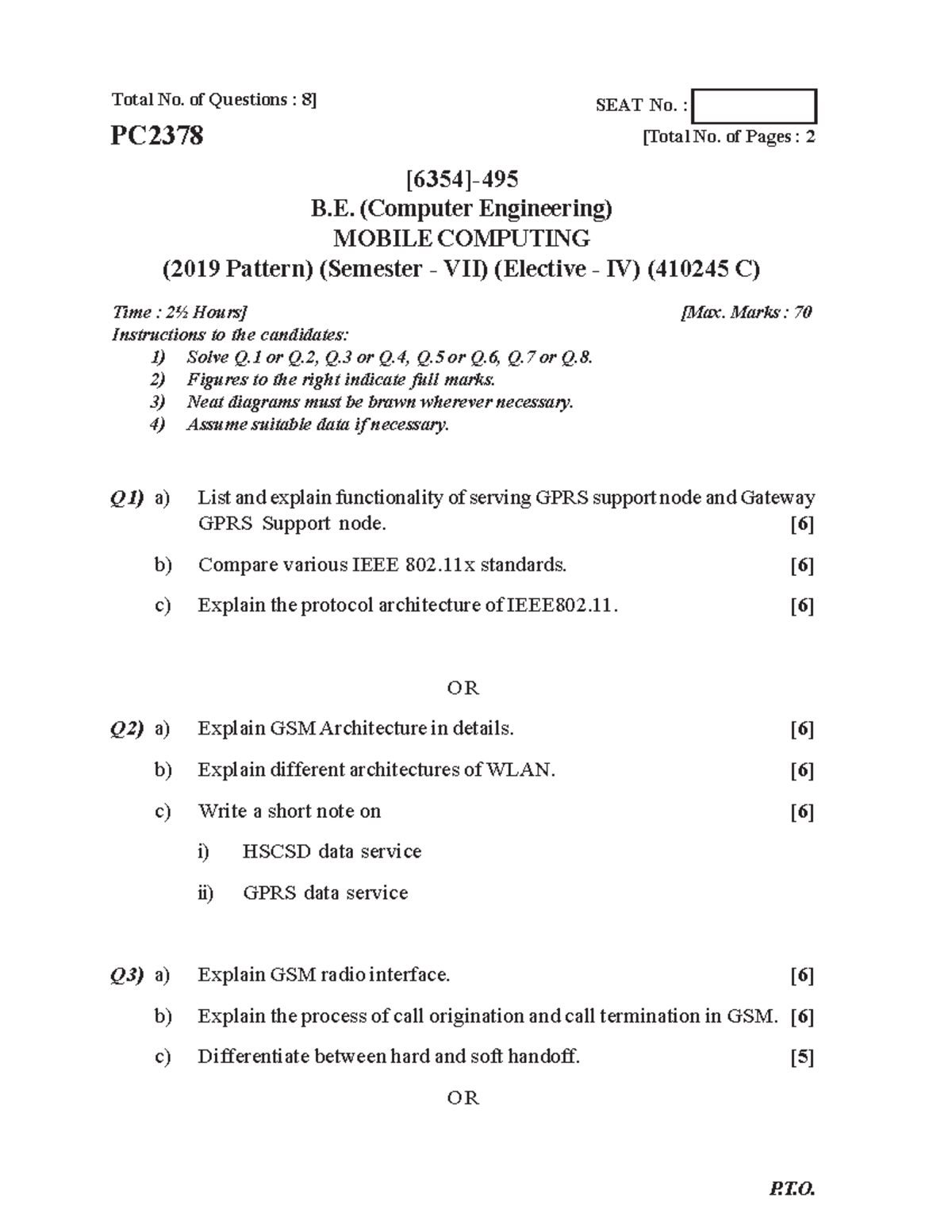 Mobile Computing (410245C) - Exam Questions & Instructions (2019 ...