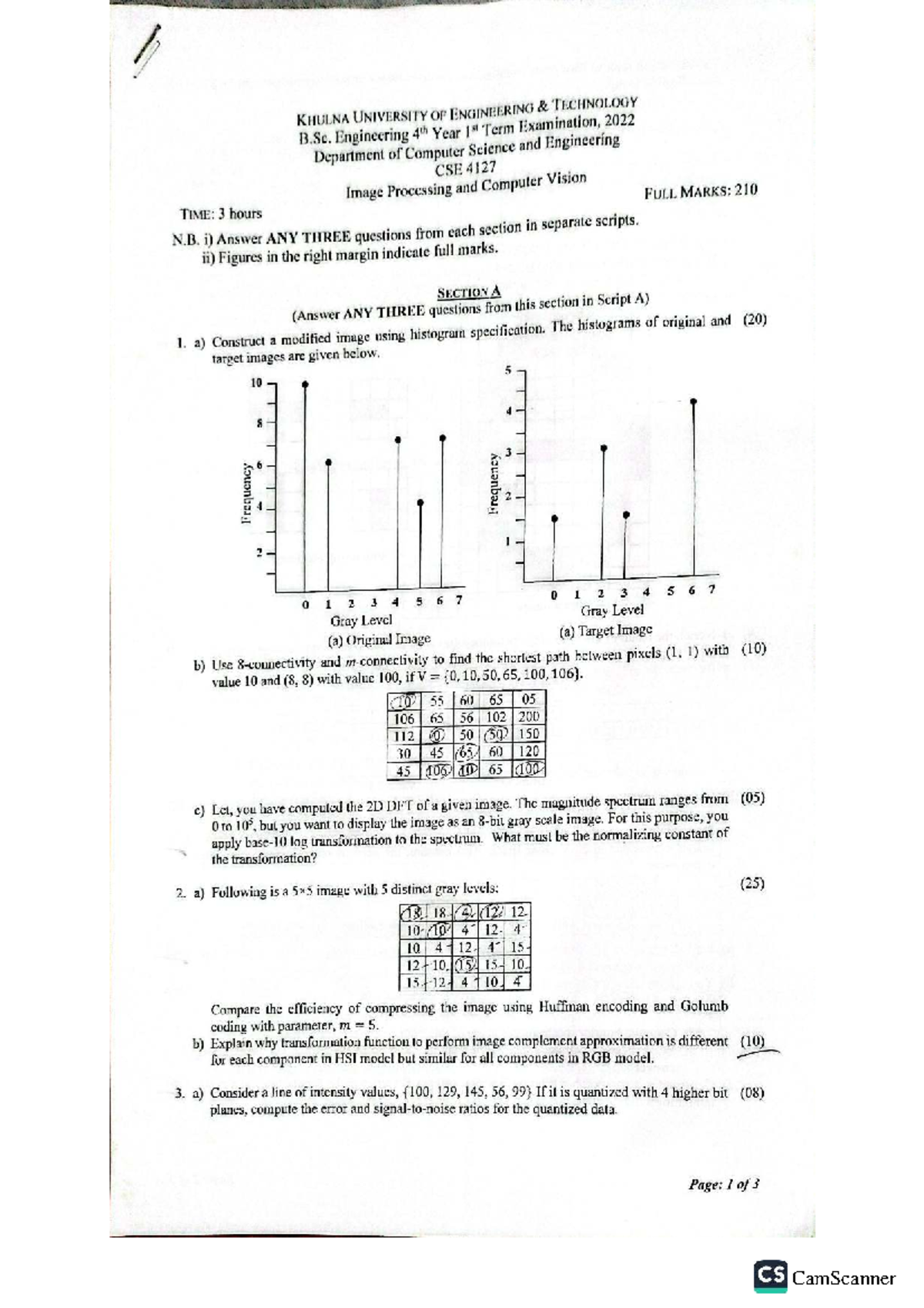 CSE 4127 Image Processing & Computer Vision Final Exam 2022 - Studocu